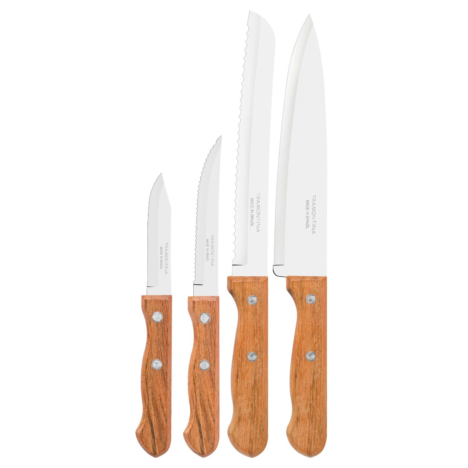 Tramontina 4-Piece Wood Handle Kitchen Knife Set